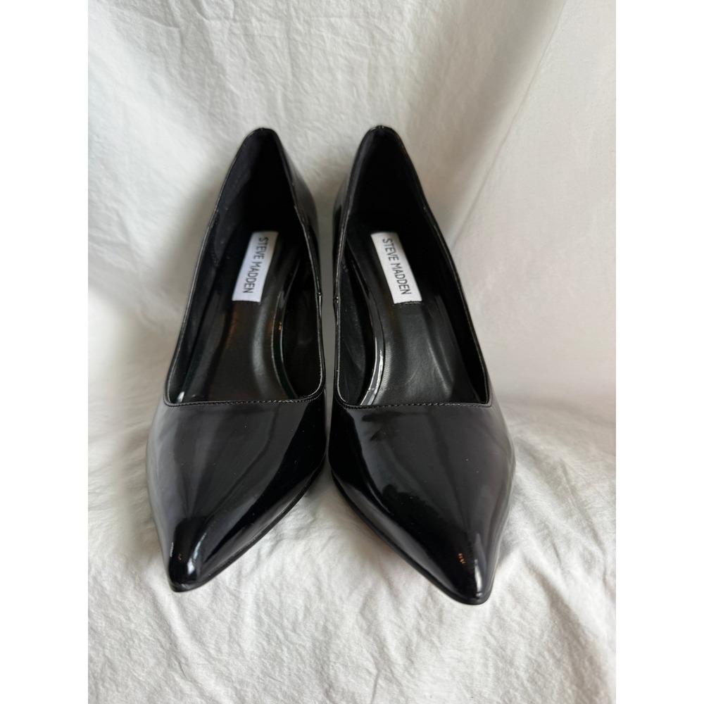 Steve Madden Black Patent Leather Pointed Toe Stiletto Pumps Heels VAYNE 7.5M